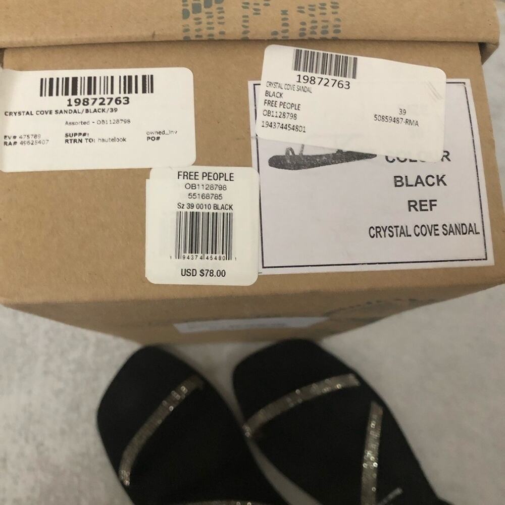 Free People Black Crystal Cove Sandal NEW - Picture 7 of 8